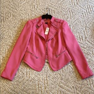 White House Black Market Pink Moto Jacket